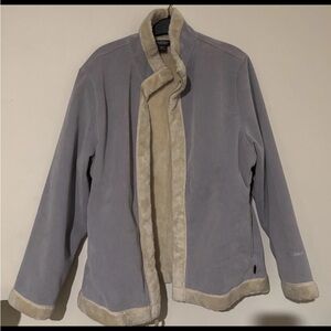 Woolrich Micro Corduroy Women's Gray Teddy Jacket with Cream Accents